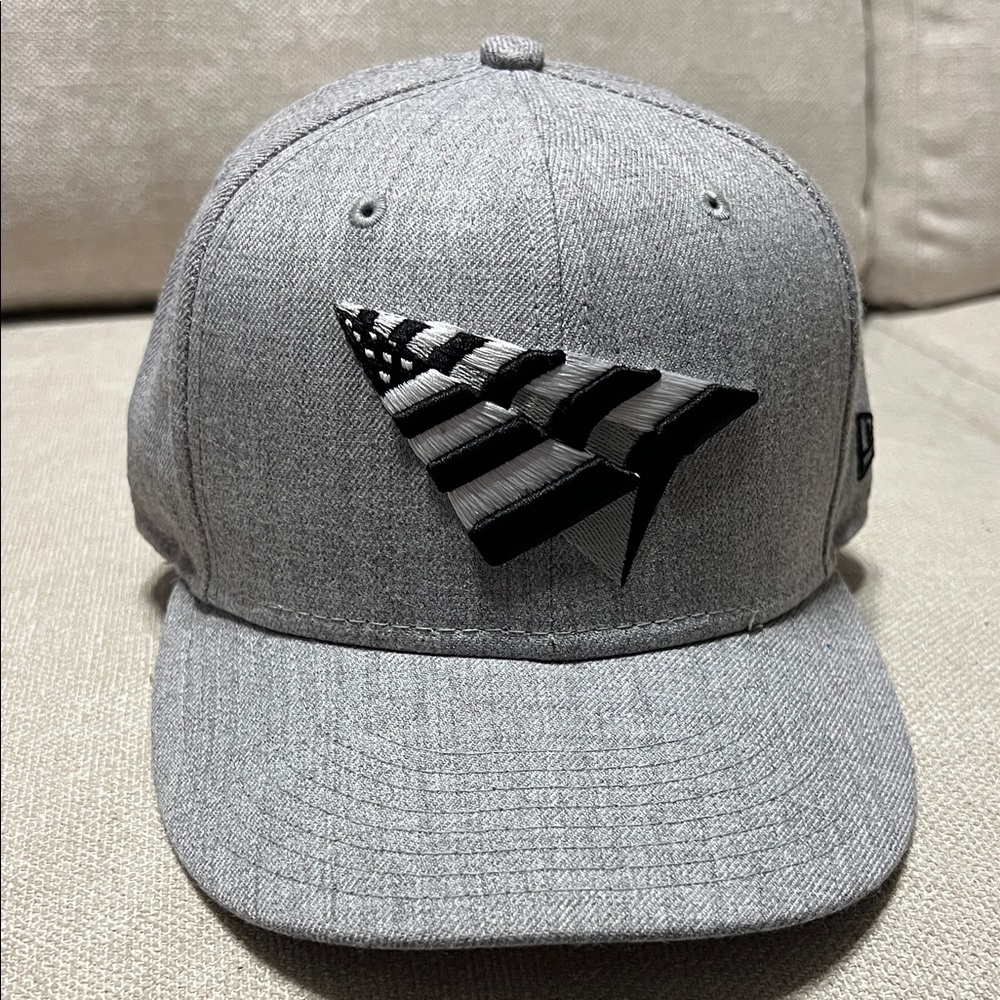 New Era Gray Snapback Hat with Black Paper Plane Patch